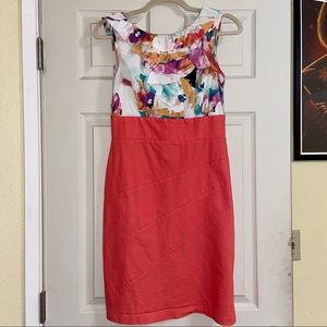 Multi-Color Pencil Dress w/ Ruffle